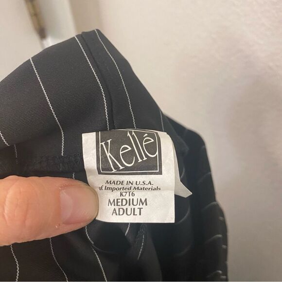 Kelle dance black pinstripe costume 2 piece wide leg pants Bandeau top 3530 MA - Picture 5 of 10